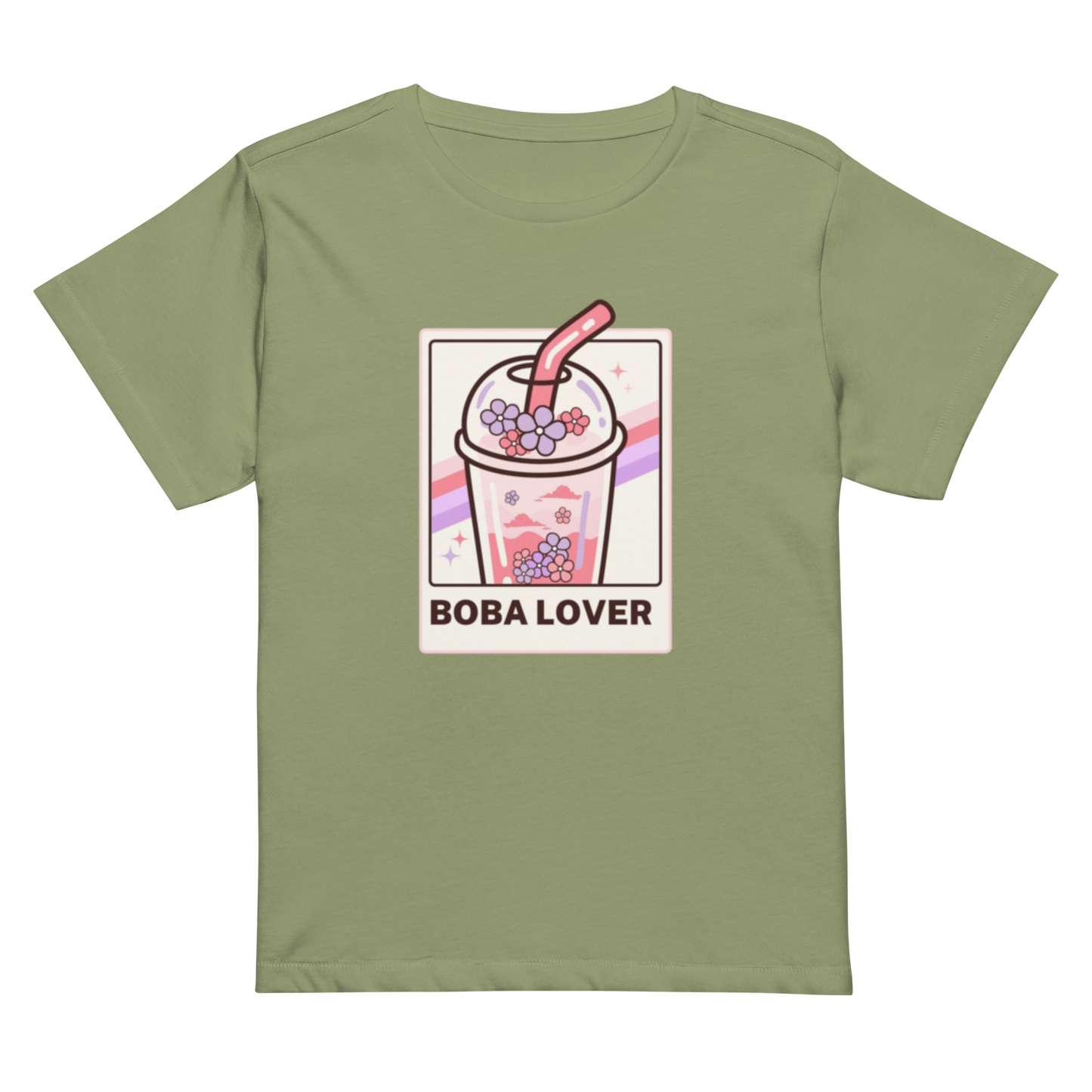 Women’s high-waisted Cotton t-shirt: Boba Lover