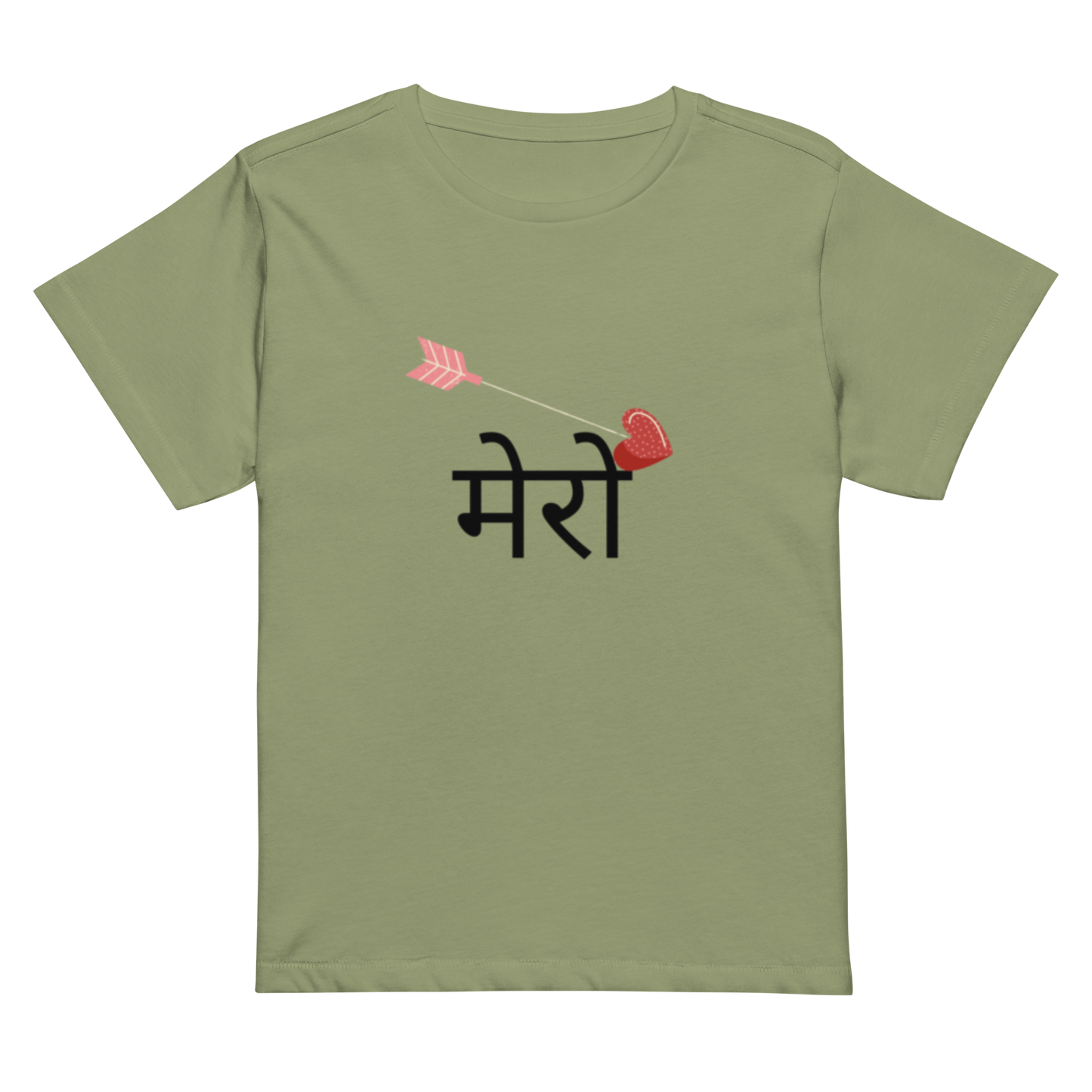 Women’s high-waisted Cotton t-shirt: Nepali script “MERO”