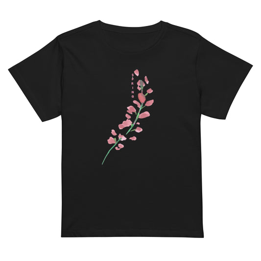 Women’s high-waisted t-shirt: Watercolor pink palette