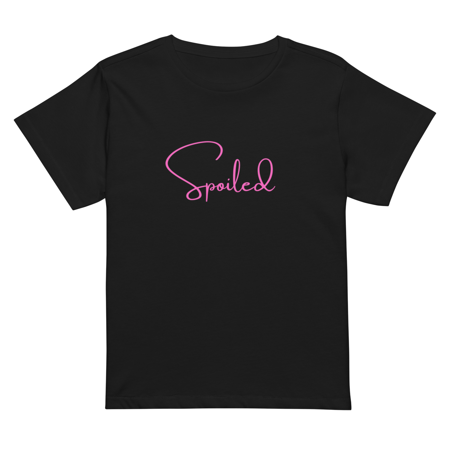 Women’s high-waisted Cotton t-shirt: Spoiled in pink letter