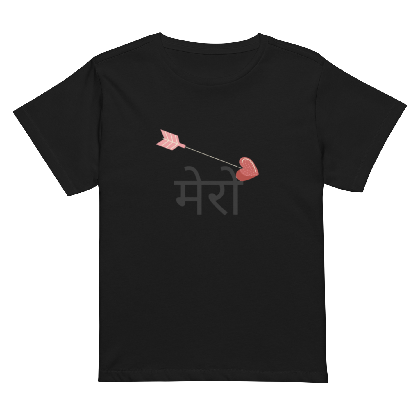 Women’s high-waisted Cotton t-shirt: Nepali script “MERO”