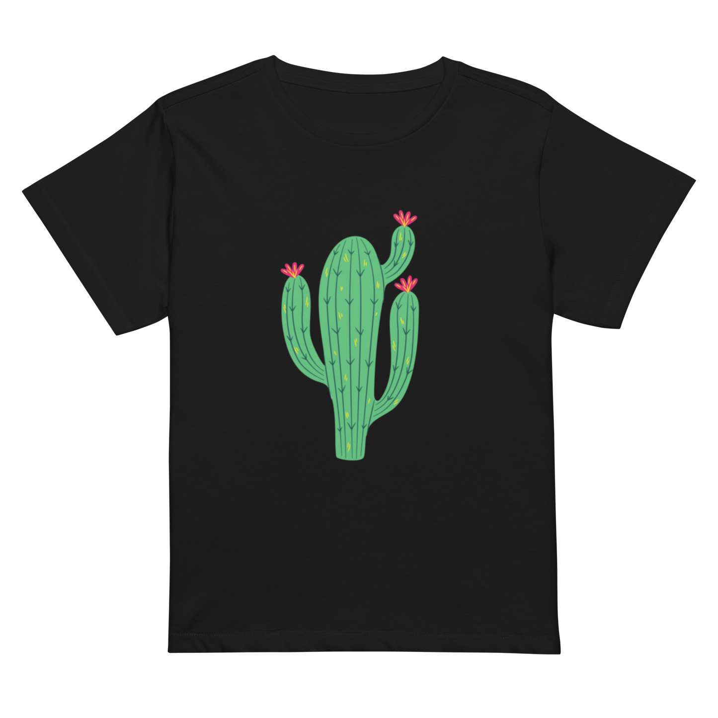 Women’s high-waisted Cotton  t-shirt:  Cactus