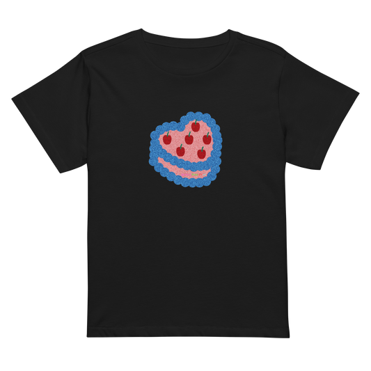 Women’s high-waisted Cotton t-shirt: Cake print