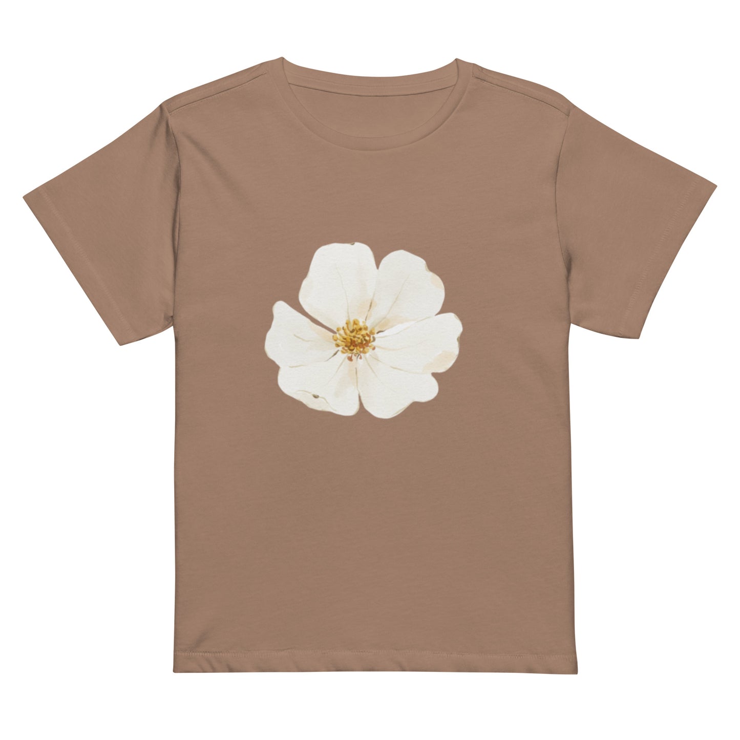 Women’s high-waisted Cotton t-shirt: White Azalea