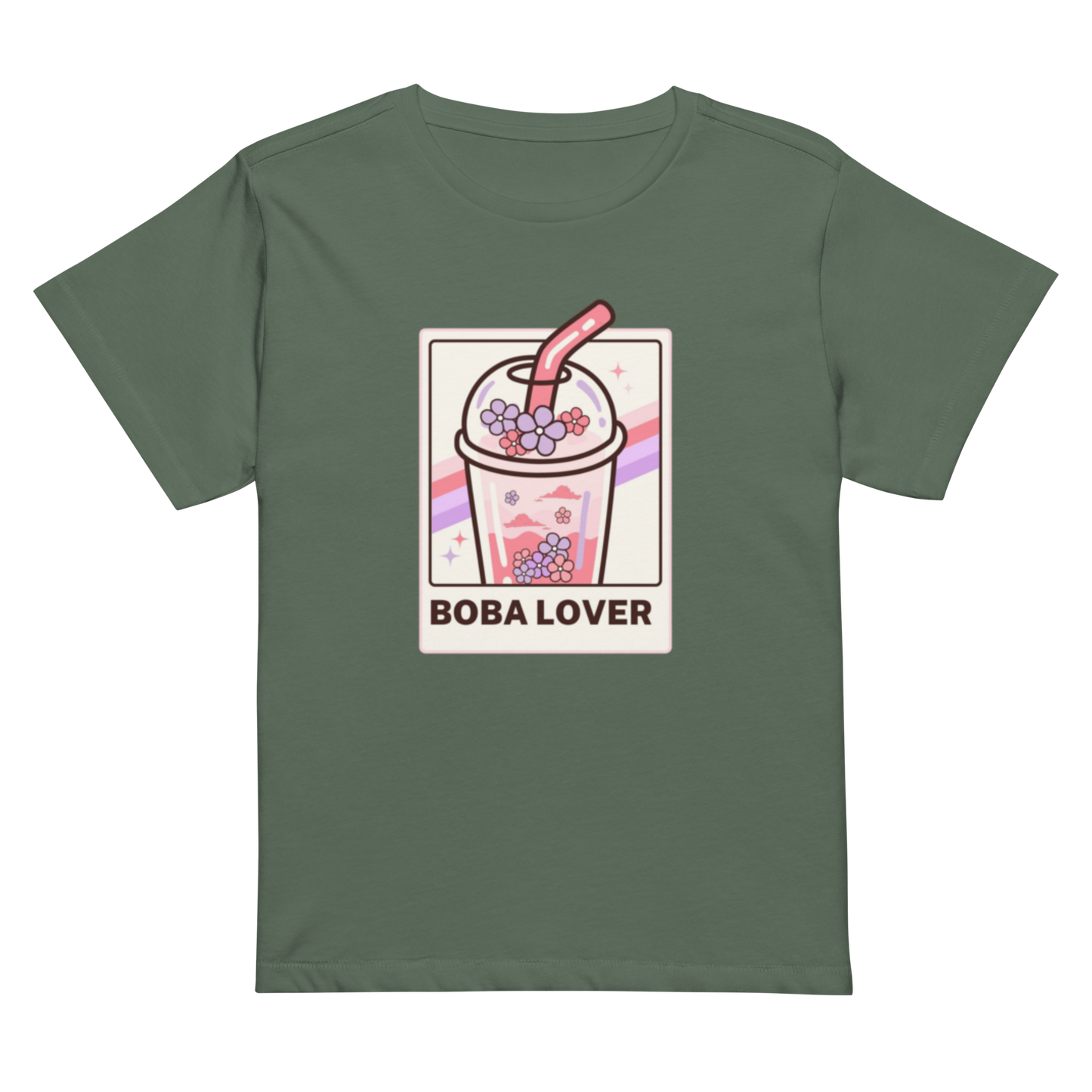 Women’s high-waisted Cotton t-shirt: Boba Lover