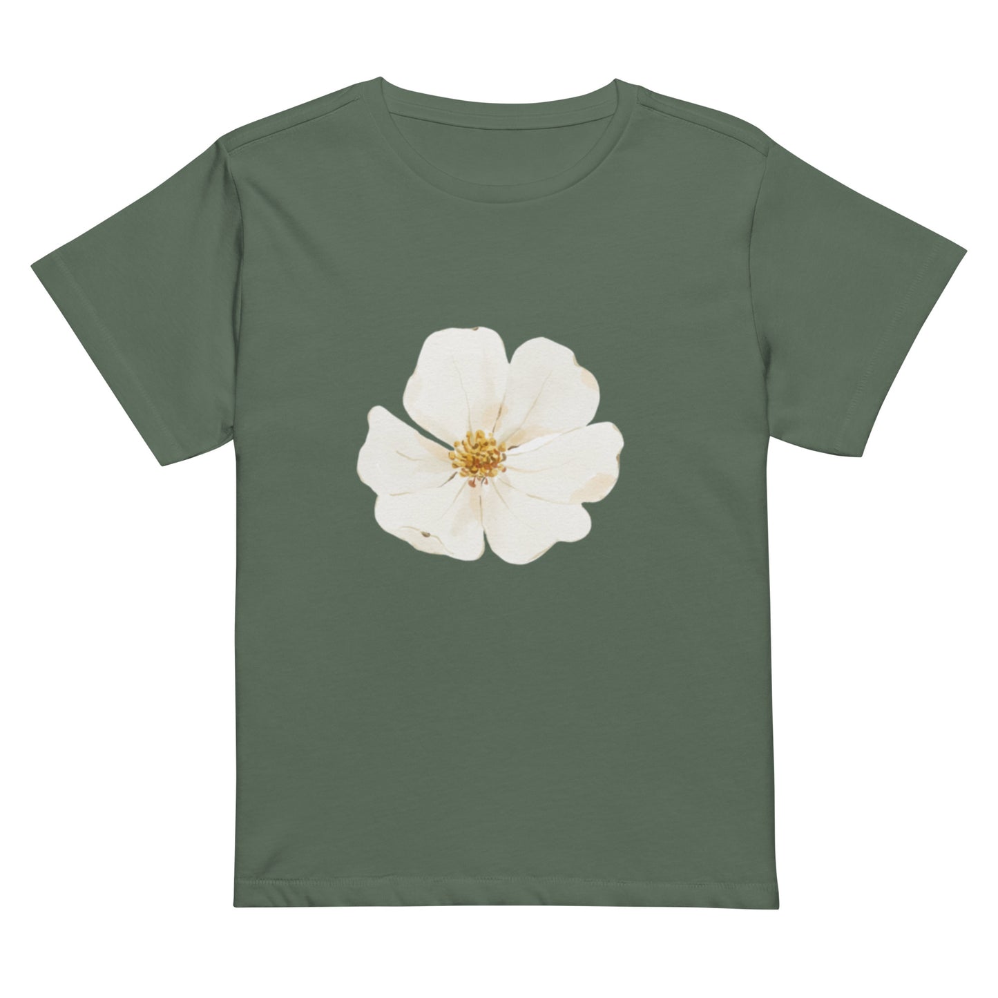 Women’s high-waisted Cotton t-shirt: White Azalea