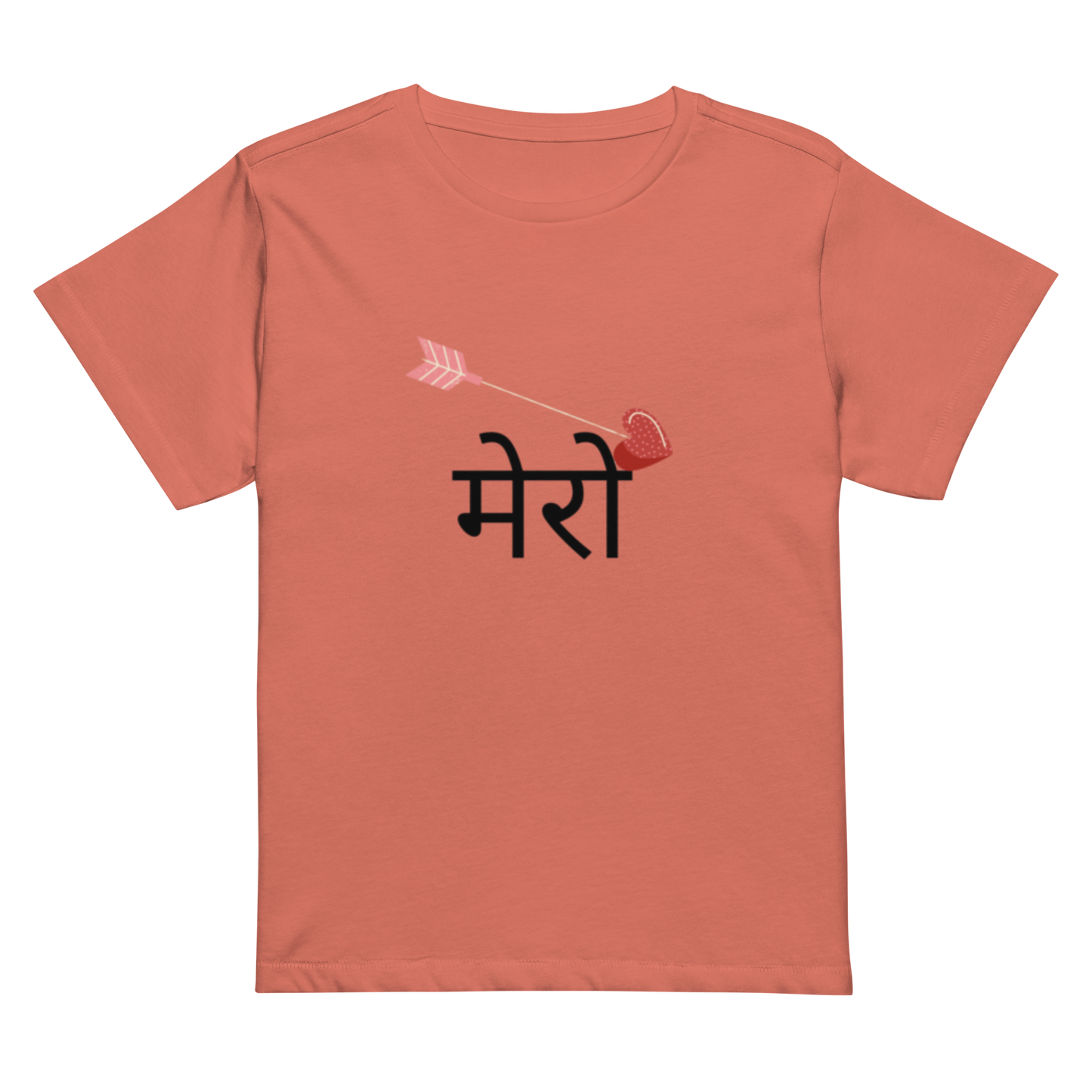 Women’s high-waisted Cotton t-shirt: Nepali script “MERO”