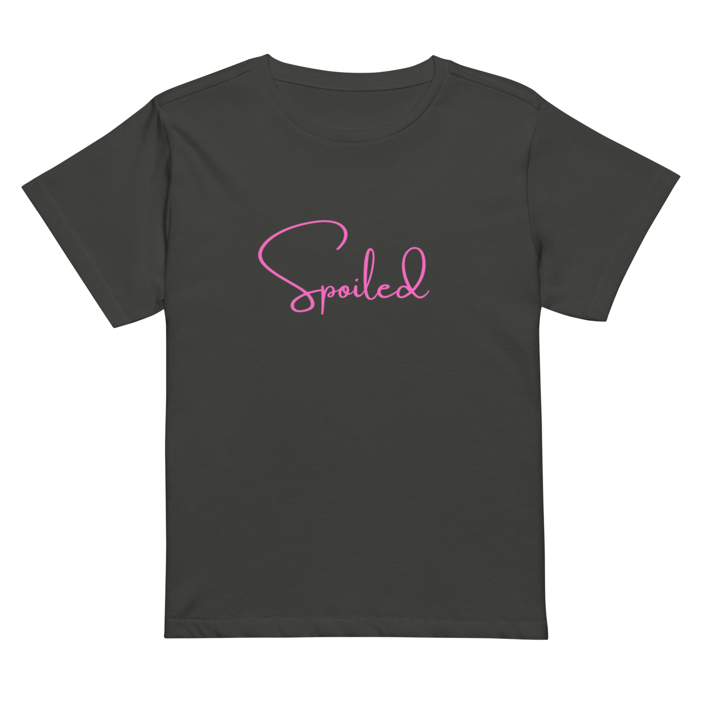 Women’s high-waisted Cotton t-shirt: Spoiled in pink letter