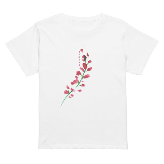 Women’s high-waisted Cotton t-shirt: Watercolor pink palette