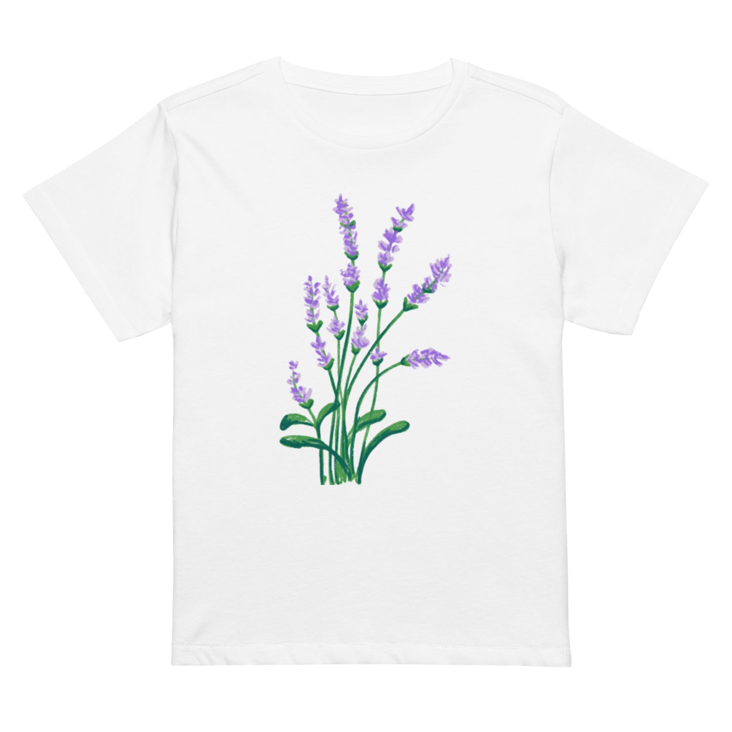 Women’s high-waisted t-shirt: Lavender bouquet