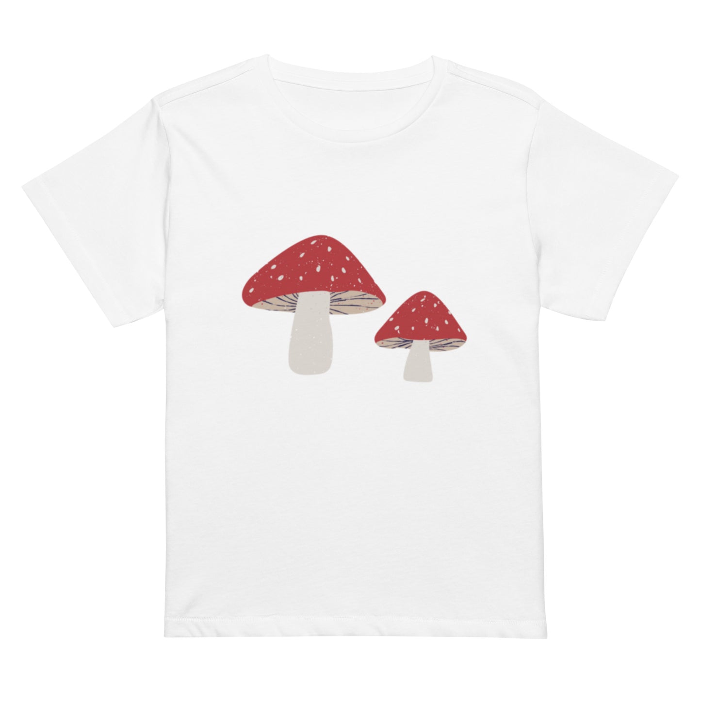 Women’s high-waisted Cotton t-shirt: Red Mushrooms